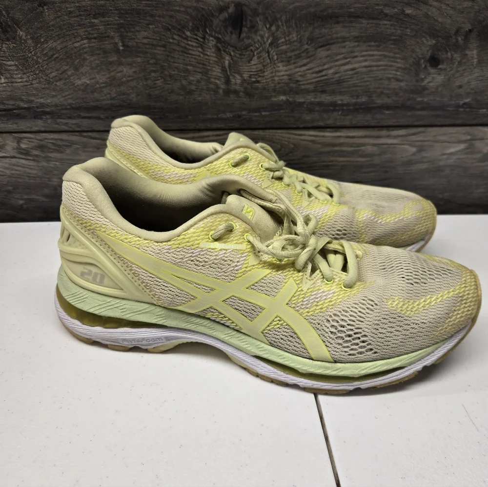 Asics Gel Nimbus 20 Flytefoam Yellow Womens Sz 8.5‎ Running Walk Gym Workout